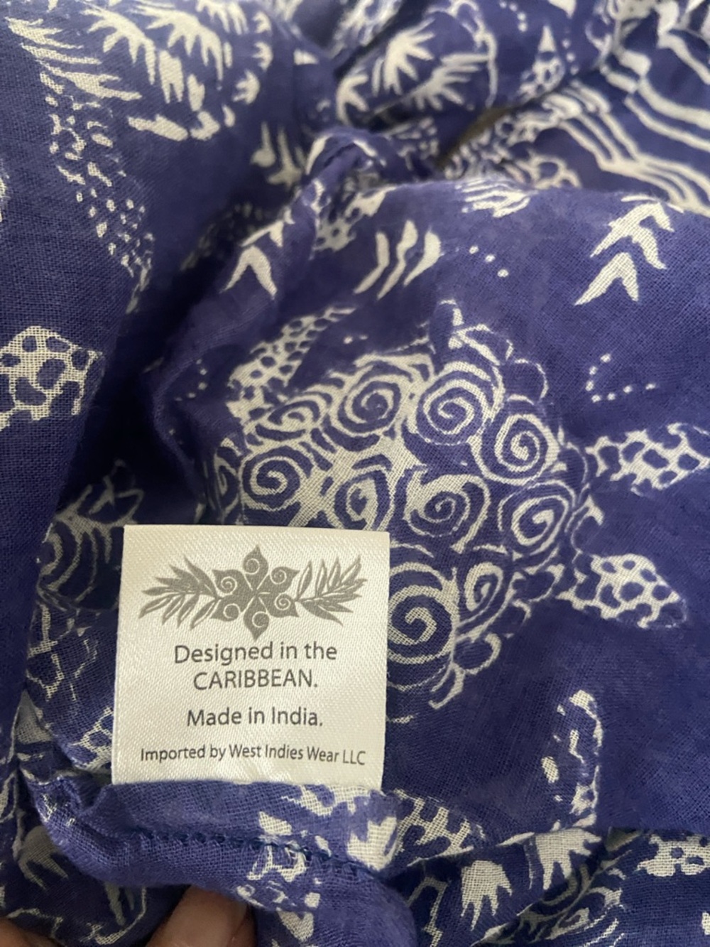 West Indies Navy Blue Sea Turtle V-Neck Tunic Cover Up - Picture 6 of 7